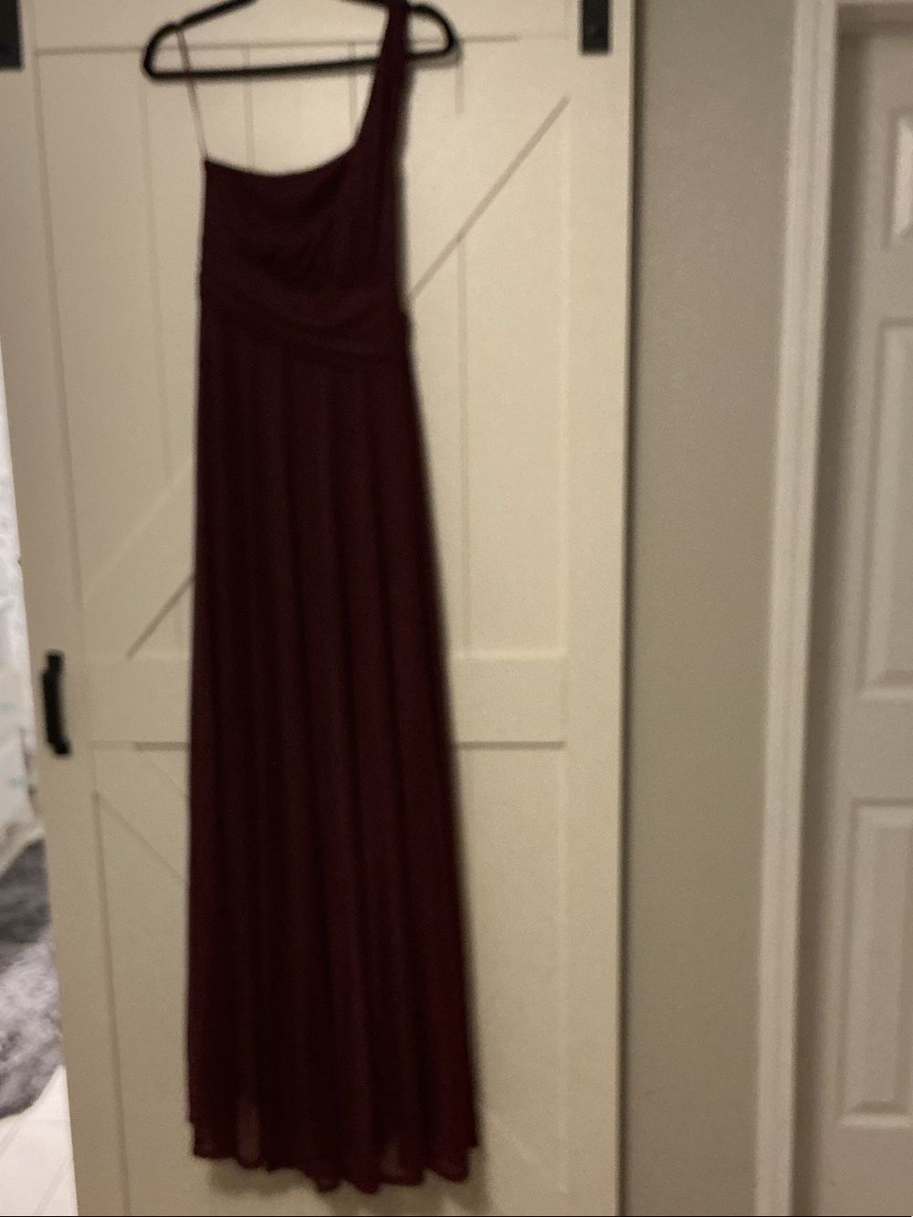 One-Shoulder Wine Maxi Dress